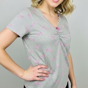 Barbie Pink Script Gray Women's Tee